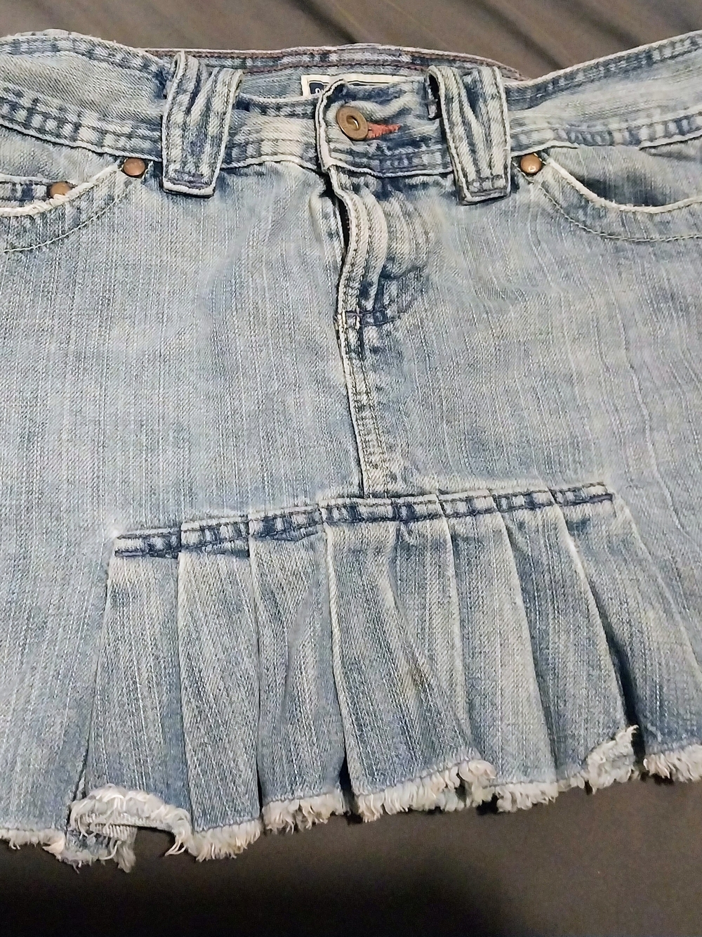 Old Navy Light Wash Denim Ruffled Mini Skirt